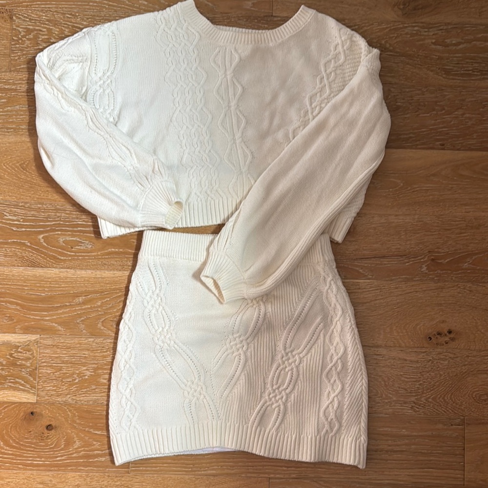 Maeve Cable Knit Cream Skirt